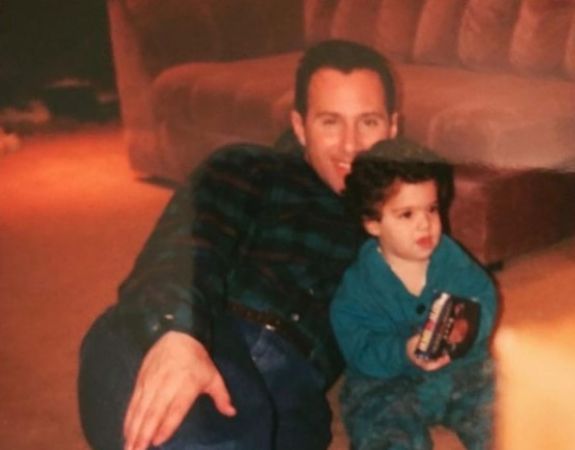 Young Max Ehrich and his dad, Bruce Ehrich. 